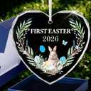 HOWAF 2026 My First Easter Ornament for Baby Boy, Heart Acrylic Keepsake with Blue Gift Box & White Ribbon, Newborn First Easter Souvenir Easter Tree Decor for Nursery
