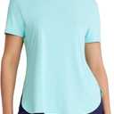 Women's Short Sleeve Workout Tops Moisture Wicking Cooling Shirts UV Protection Quick Dry Athletic Activewear (Blue, S)