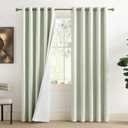 NICETOWN Sage Green Living Room Completely Shaded Linen Textured Draperies, 2 Pieces, W62 x L84, Privacy Protection & Noise Reducing Ring Top Drapes, White Lined Insulated Window Treatment Curtains