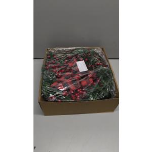 Zhemobang Real Touch Norfolk Pine Christmas Wreath 24IN Soft, Lifelike Artificial Pine Wreath for Indoor & Outdoor Holiday Decoration, Durable and Reusable for Front Door, Wall, and Fireplace (Red Berry)