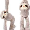 Queekay 2 Packs Sloth Stuffed Animal Hanging 18 Inch Three Toed Sloth Plush Toy with Hook and Loop Hands for Teens Adults Gifts Decors(Gray)
