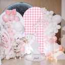 Tingjoo Arch Backdrop for Baby Shower Mexican Talavera Wedding Party Stretchy Arch Stand Cover Double Side Banner Baptisms Birthday Decoration Props Only Cover (Pink Plaid,2.6x5.9ft)
