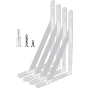 Heavy Duty Shelf Brackets Wall Mount Steel Bracket Wall Brackets for Shelves (White, 12 x 8 Inch-2 Pairs)