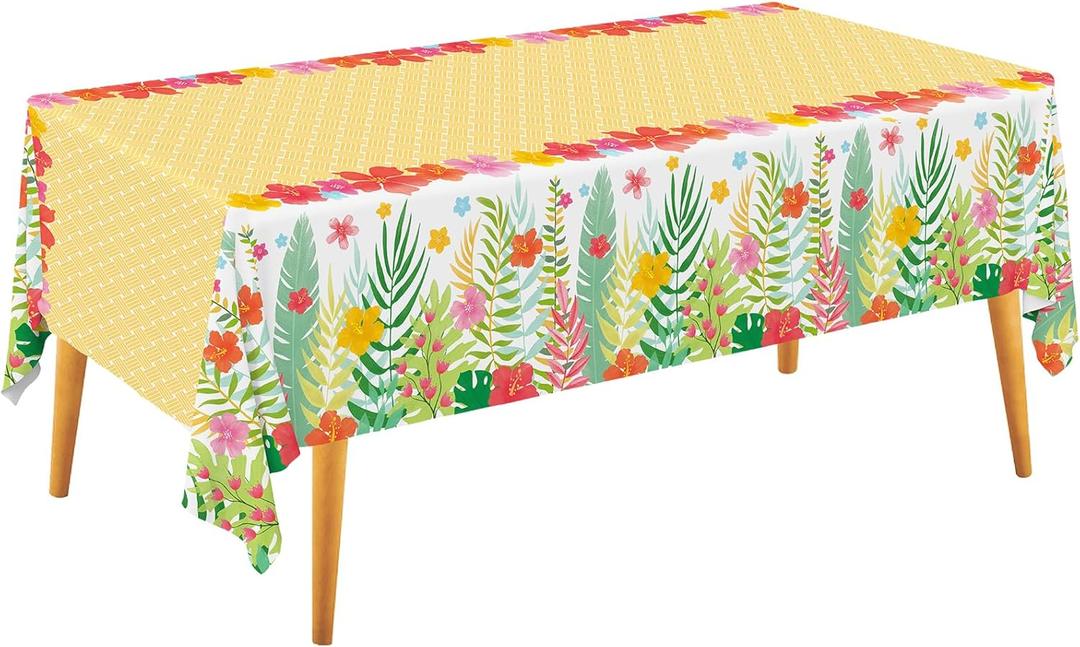 2 x Gatherfun Hawaiian Luau Party Supplies Set - Includes 2 Aloha-Themed Disposable Plastic Tablecloths,Tropical Party Decorations for BBQs, Tropical Parties, 54 x 108 Inch