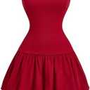 Milumia Women's Strapless Tube Bubble Dress Ruffle Flared Party Mini Dresses, Size Small