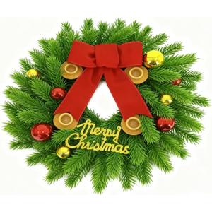 2 x Candlestick Wreath, Christmas Advent Center Decoration, 20 inch Candlestick Green Wreath Decoration, Suitable for Indoor Home and Church Dining Tables