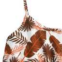 Girl's Cami Short Dress, Sleeveless Print Outfits Summer tropical romper for kids 4-12t (Brown)
