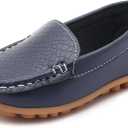 LONSOEN Toddler/ Little Kid Boys Girls Soft Synthetic Leather Loafer Slip-On Boat-Dress Shoes/ Sneakers Size 1 Little Kid, Gray