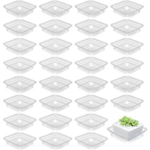 30 Pack Plant Saucers for Indoors 4 Inches Plant Trays for Pots Plastic Trays for Plants Square Plant Drip Trays for Potted Plants Flower Pot Saucers Clear Plant Plates to Catch Water, Bulk