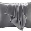 BEDELITE Satin Pillowcase for Hair and Skin, Super Soft and Cooling Similar to Silk Pillow Cases 2 Pack with Envelope Closure, Gift for Women Men(20"x26" Standard Size, Dark Grey)