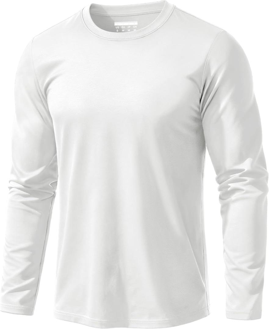 EKLENTSON Men's Cotton Crewneck T-Shirts Long Sleeve Plain Tee Moisture Wicking Casual Tshirts Solid Color (Medium)