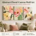 3 Pcs Abstract Floral Canvas Wall Art,Pink Flowers Picture Wall Decor, 24"L x 16"W