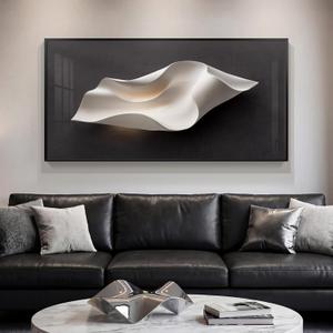 Framed Black and White Abstract Wall Art for Living Room, Extra Large Horizontal Modern Minimalist Painting Prints, Contemporary Line Picture Artwork for Bedroom Office Home Decor 56x28 Inch