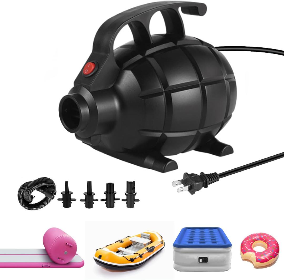 Electric Air Pump for Inflatable Tumbling Track Mat with 4 Nozzles, AC 110-120V Quick-Fill Inflator, Air Pump for Gymnastics/Flooring/Tumbling/Yoga/Taekwondo/Exercise Gym Fitness Mat