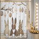 Easter Shower Curtains for Bathroom Bunny Spring Stall Shower Curtain Set Waterproof Polyester Bathroom Curtains Easter Eggs Rabbit Plaid Bathtub Decorations 72x72 Inch