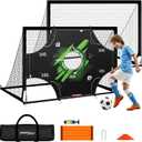 Soccer Goals for Backyard - 6x4 ft Portable Pop Up Soccer Nets Set of 2 with Ball, Ladder, Cones, Training Practice Equipment for Kids Toddler, Sport Games for Outdoor Indoor (Green)