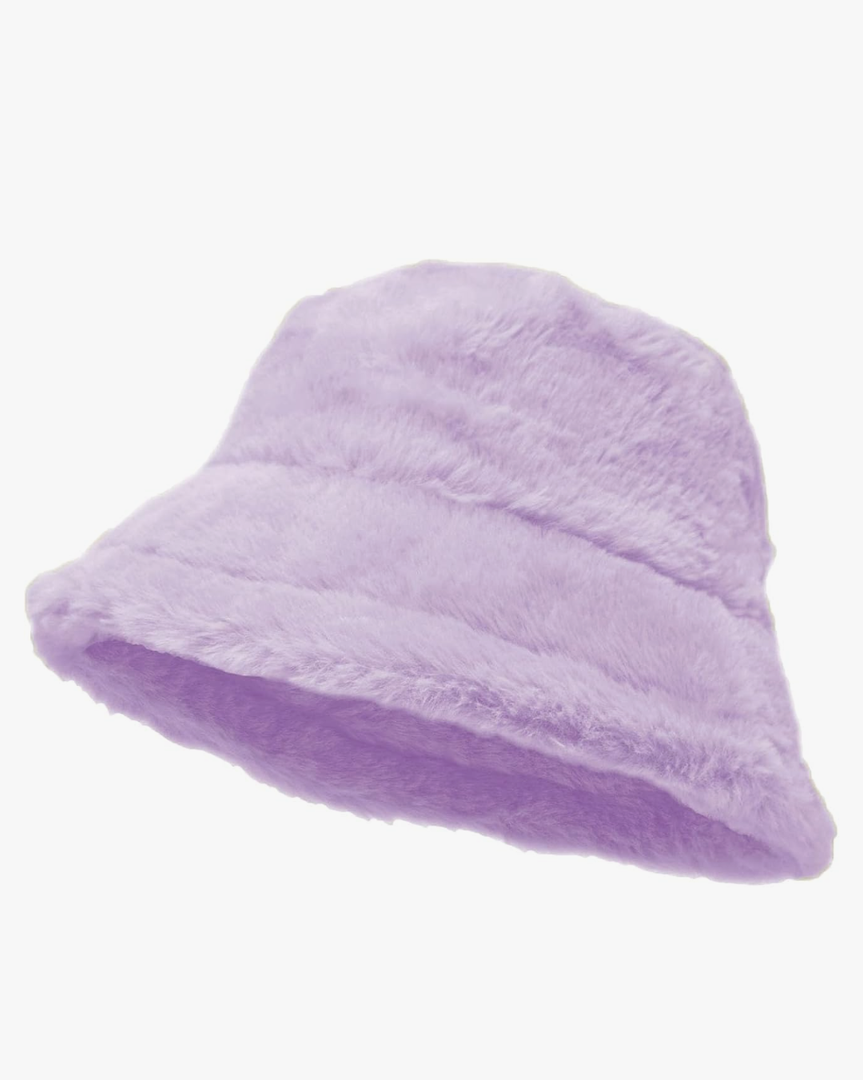Glory Max Winter Fluffy Plush Bucket Hat Cozy Faux Fur Wide Brim Adjustable Size for Women