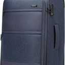 Kono Softside Expandable Checked Luggage with 4 Spinner Wheels, Drop Resistant Lightweight Suitcase, Checked 28 Inch Navy