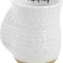 Elanze Designs Cup of Cozy Nordic Knit 14 ounce Ceramic Stoneware Handwarmer Coffee Mug, Raw Clay