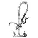 Commercial Sink Faucet with Sprayer for Kitchen : MSTJRY 25'' Height 8'' Center 12'' Spout Wall Mount Sink Faucet with Pre Rinse Sprayer - Brass Constructed Polished Chrome for 1/2/3 Compartment Sink