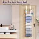 SWTYMIKI Over the Door Towel Rack - 9 Tier Towel Racks for Bathroom Wall Mounted, Towel Holder with Shelf, Hanging Rolled Towel Storage Organizer for Small Bathroom, Camper, RV, White