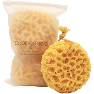 Spongentle Deep Cleansing Body Loofah Sponge, Natural Colors, for Bath and Shower, Multiple Textures for Gentle and Deep Exfoliation, Generous and Rich Lather, (Pack of 3)
