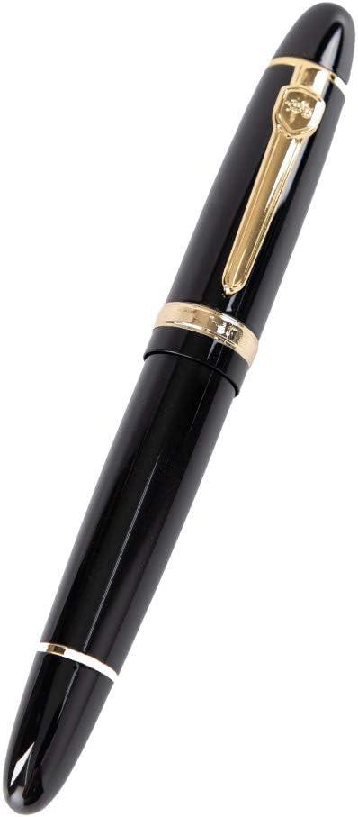 Thick barrel type fountain pen, Medium-thin writing, converter (inhaler) type, black and gold