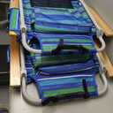 Tall Beach Chairs for Adults, 17" High Backpack Beach Chair with Wooden Armrests, 5 Positions Reclining Heavy Duty Chair with Large Cooler Pouch, Support to 350LBS Striped Blue&Green,2pack, 24 inches x 30 inches x 40 inches