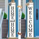 Outdoor 2in1 Welcome Sign for Front Door Home Sweet Home Sign for Farmhouse Tall Outdoor Front Porch Standing 2 Sided 45"X9" Large Vertical Leaner Rustic Outside Decor (Wood White)