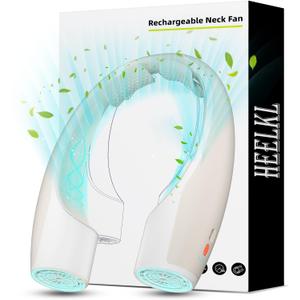 Heelkl AI Neck Fan, 4 Speeds Adjustable Portable Personal Fan Rechargeable, 4000 mAh Battery Faster Cooling Wearable Fan, Ultra Quiet for Home, Office, Travel, Outdoor - Champagne