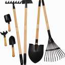 Kids Garden Tools, Rake and Shovel Set, 7 Pieces Gardening Tools for Yard, Beach, Camping Play, Outside Toys for Kids Ages 3 up Gift