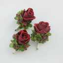 2 x MAFELOE Boutonniere Corsage Set, Artificial Flowers Accessories for Wedding Prom Party Homecoming Celebration Suit Decorations-2 Pieces Burgundy+Green