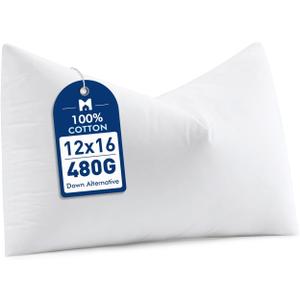 MIULEE 12x16 Synthetic Down Alternative Pillow Insert, Fluffy Soft Throw Pillow for Couch Bed Sofa Plush Luxury Lumbar Support