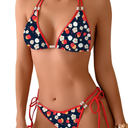 TASHEHE Women's Triangle String Bikini Set Sexy Tie Side Two Piece Swimsuit Cute Halter Bathing Suit, Medium