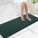 Smiry Luxury Chenille Bathroom Rugs 47x17, Extra Soft and Absorbent Shaggy Bath Mat, Machine Washable, Non-Slip Plush Carpet Runner for Tub, Shower, and Floor, Home Decor Accessories, Green