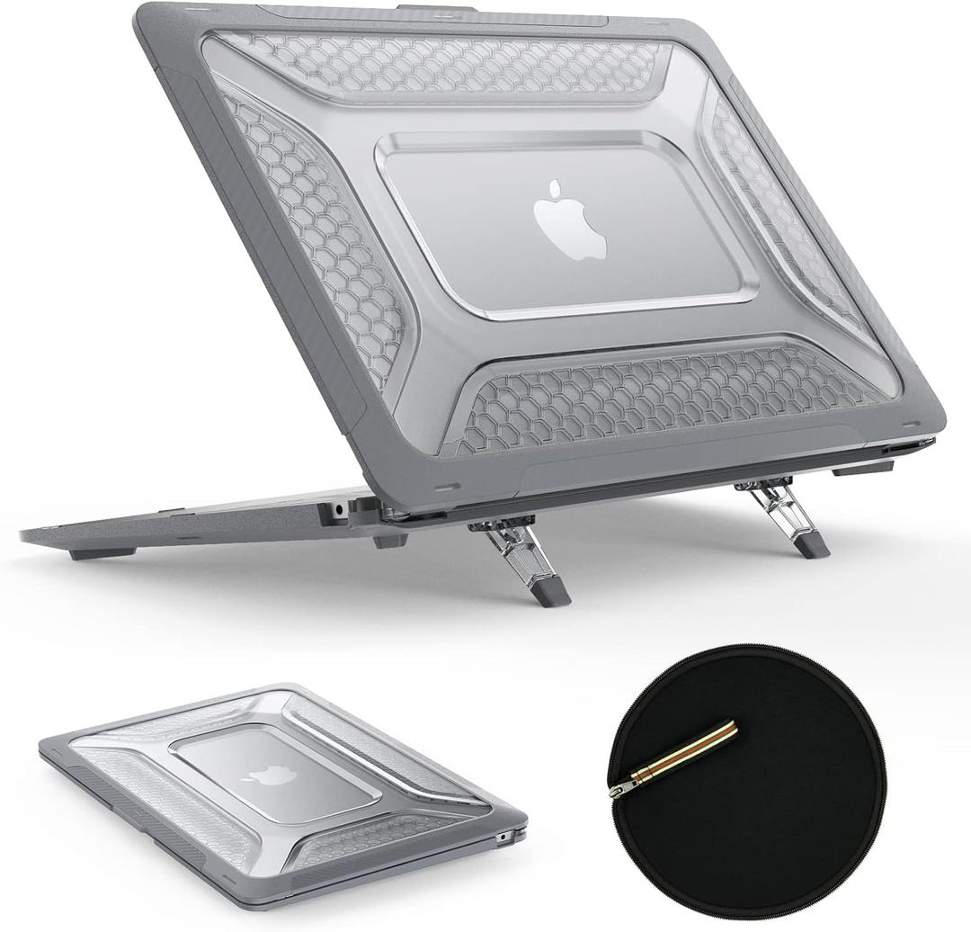 SEYMAC stock Case for MacBook Pro 14 inch, Shock-Absorbing Protection with Folding Stand &Mouse Pad Case for MacBook Pro 14 inch, Gray