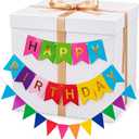 VercanMonth 28 Inches Giant Happy Birthday Gift Box with Lid Kit Extra Large White Gift Box with Happy Birthday Party Banner and Gold Ribbons for Special Celebrations Anniversaries Wedding Party