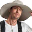 Cooltto Wide Brim Sun Hats with Waterproof Breathable for Fishing, Hiking, Campingfor Men Women Kids (One Size, Khaki)