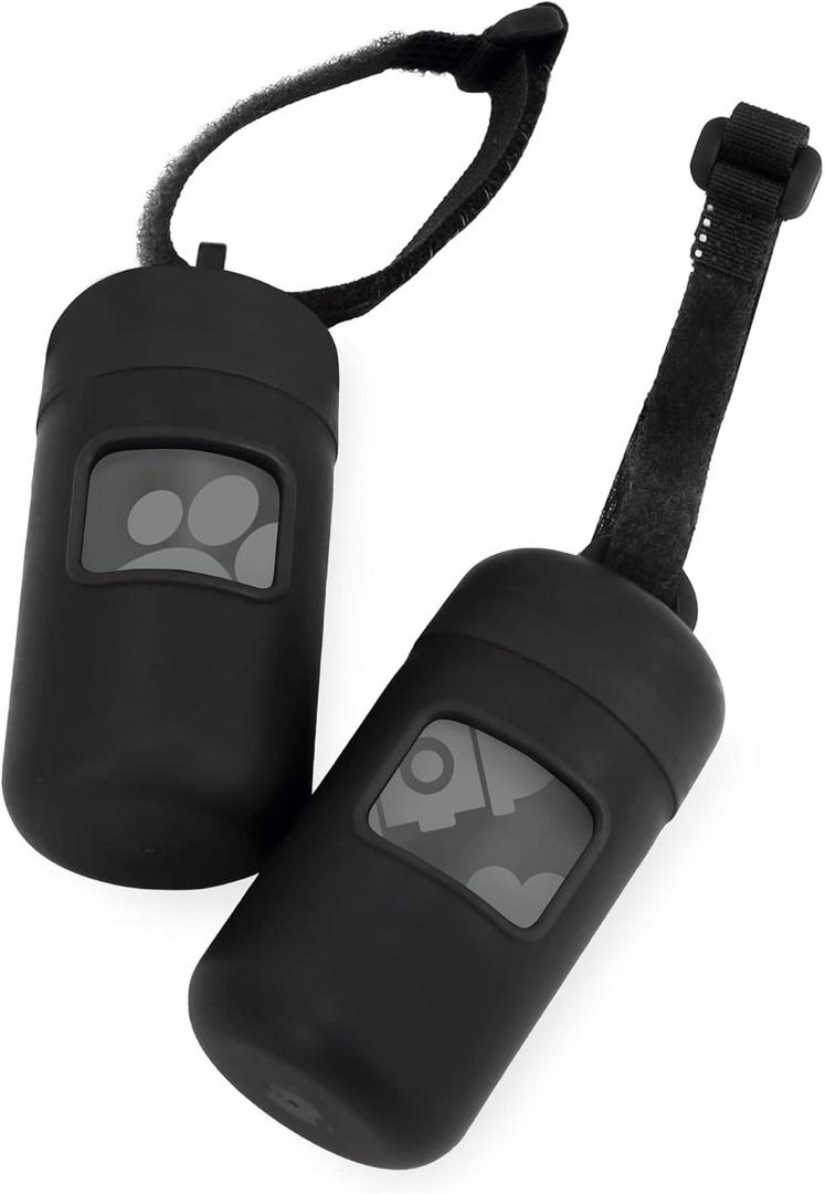 Dog Poop Bag Holder Dispenser Reusable Leash Attachment for Convenient Waste Collection for Walking Outdoor Pet Accessory Black, 2 Pack