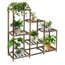 Twocorn Plant Stand Indoor, 3-Tier Outdoor Wood Plant Stand for Multiple Plants, Accommodates 7 Potted Plants, Ideal for Room Corners, Balconies, Gardens, and Plant Gardening Gifts