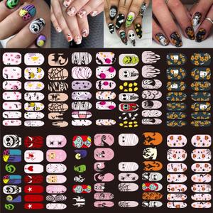 3 x 16 Sheets Halloween Nail Wraps Nail Art Stickers Decals Self-Adhesive Nail Decorations with Little Ghost Bats Pumpkin Spider Designs Acrylic Supplies for Women DIY Art Decoration (Halloween Style 3)