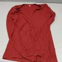 iGENJUN Women Long Sleeve V Neck Shirts for Women Business Casual Work Top Knit Slim Fit for Fall (Red, L)