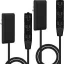 LIDER Flat-Face Outlet Extender with 3 Receptacles, Ultra-Thin Wall Plate Plug with Cord Extender and 3-Outlet Power Strip, 3ft Cord, LWE3-315-BK2P, ETL-Listed, Black, 2 Pack