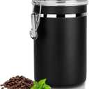 Airtight Coffee Canister with Clear Lids, Large Container for Ground Coffee 1.8L/62 floz Stainless Steel Storage Container Jar for Bean, Cereal, tea, Flour, Sugar (Dark Black) (1.8L Dark Black)