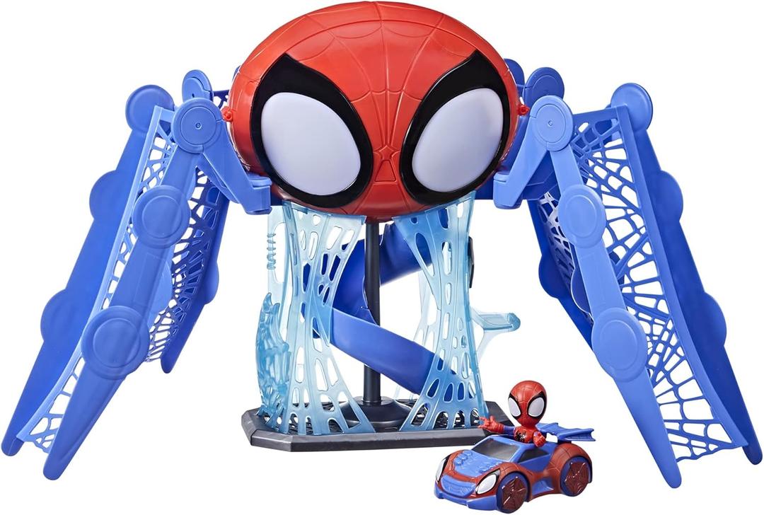 Marvel Spidey and His Amazing Friends Web-Quarters Playset with Lights and Sounds, Includes Spidey Action Figure and Toy Car, for Kids Ages 3 and Up,F1461
