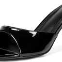 QIV Leopard Kitten Heels Pointed Toe Mule Heels for Women Open Toe Kitten Heel for Party Dressy Wedding (6.5, Black)