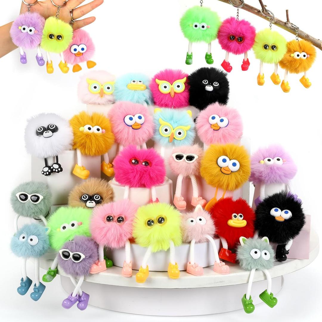 24Pcs Cute Plush Keychains For Kids: Kawaii Bulk Keychain For Treasure Box Toys Classroom Prizes Birthday Goodie Bag Stuffers Party Favors