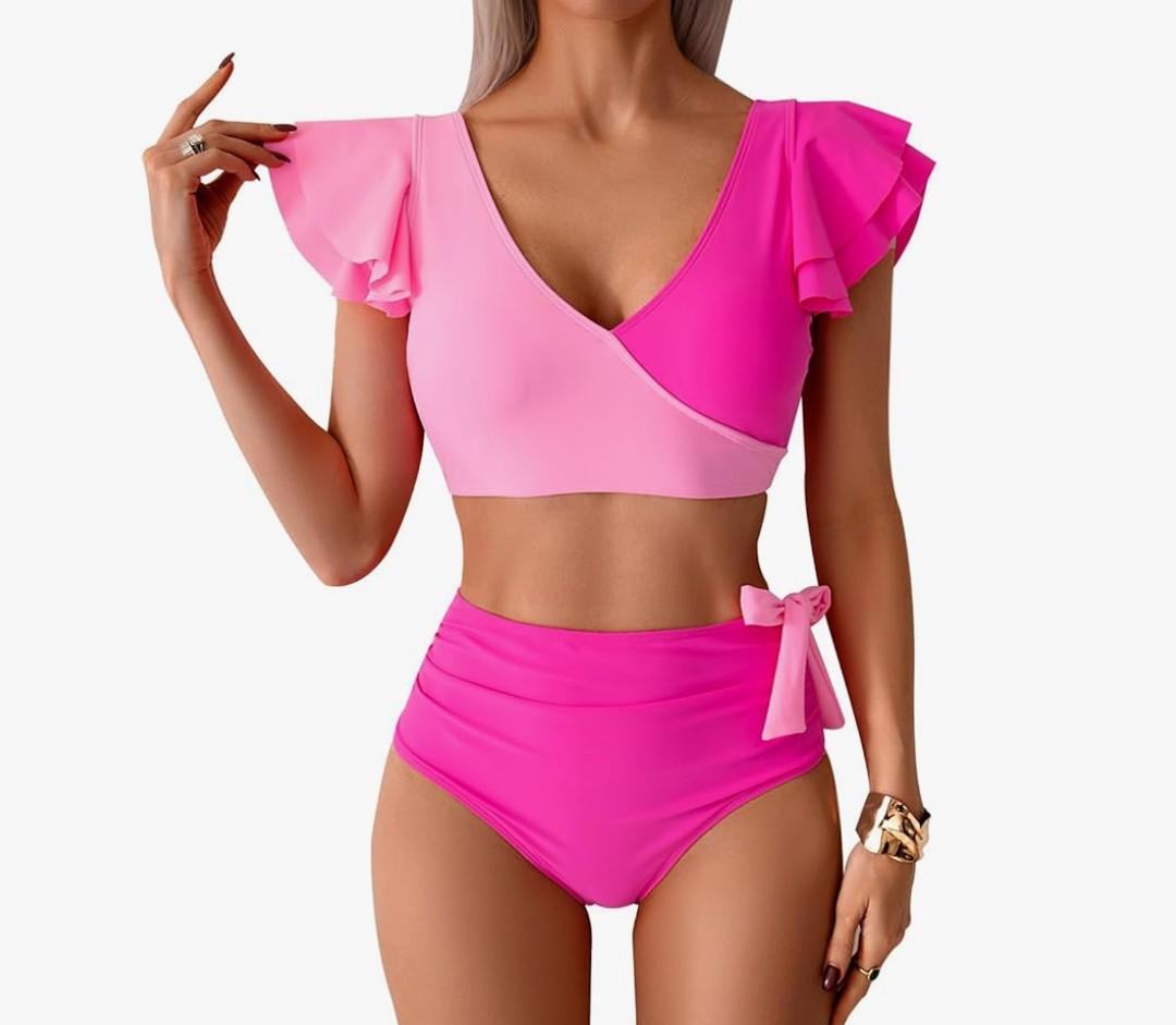 Womens One Piece Swimsuits-Sexy Deep V Neckline Tummy Control Bathing Suit Slimming Mesh Swimwear, M
