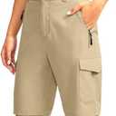 Women's 10" Hiking Golf Long Shorts with 5 Pockets Knee Length Lightweight Quick Dry Cargo Bermuda Shorts for Women L