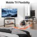 Easel Rolling TV Stand with Wheels for 32-75 Inch TVs, Decorative Mobile TV Cart with Double Wood Shelves, Portable Floor TV Stand for Living Room Office Classroom, VESA 600x400, 110 lbs